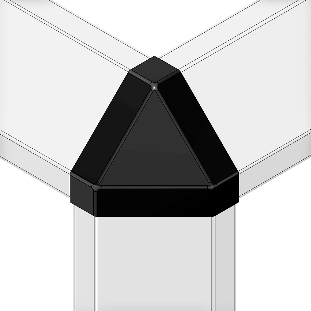 60-280-1 MODULAR SOLUTIONS PART<br>END CAP FOR 3-WAY BODY CONNECTION, ANGULAR, BLACK, USED WITH 40-010-1
